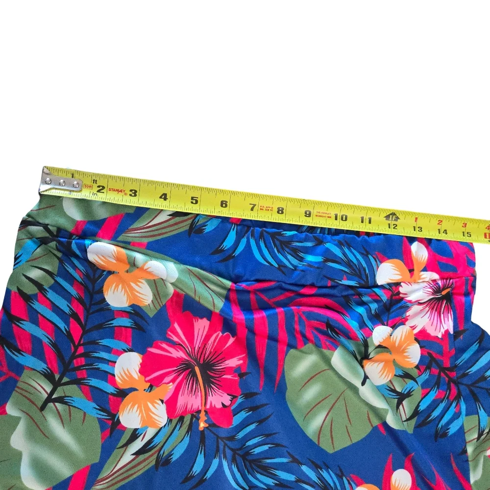Swim Skirt Foral Blue Maxi Skirt Coverup with Tropical Print XL - Picture 4 of 5